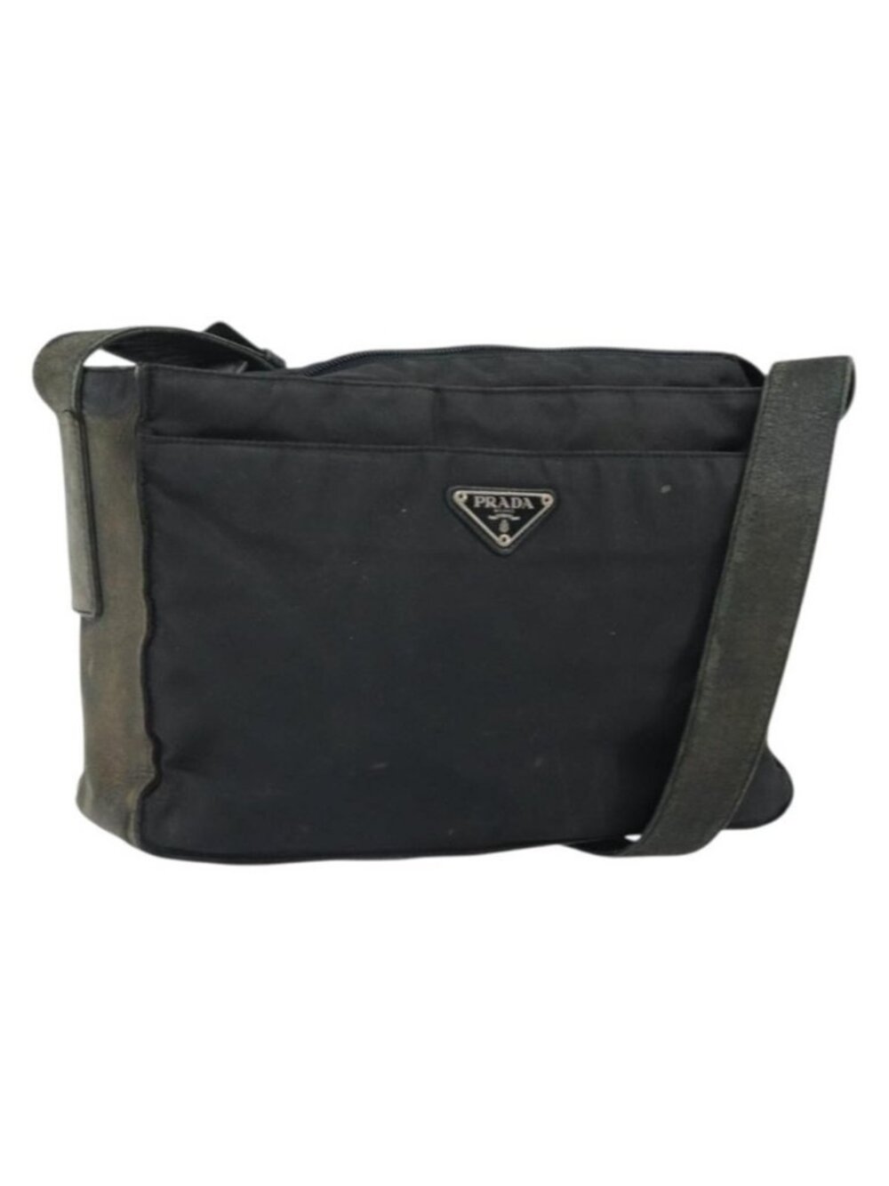 Authentic PRADA Shoulder Bag Nylon Black Silver